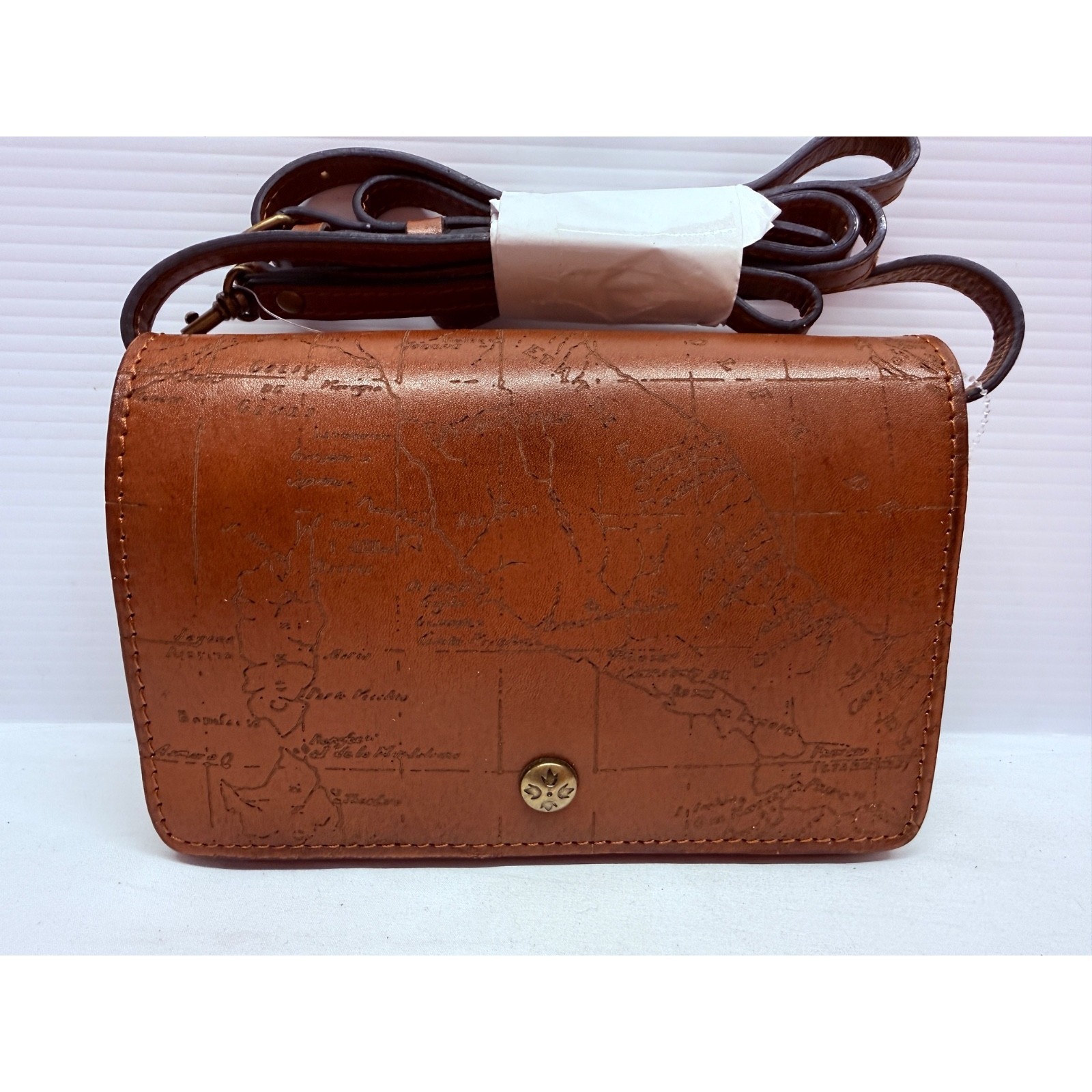 Patricia Nash Leather Crossbody Purse Francia Small Tan Map Print Organizer New